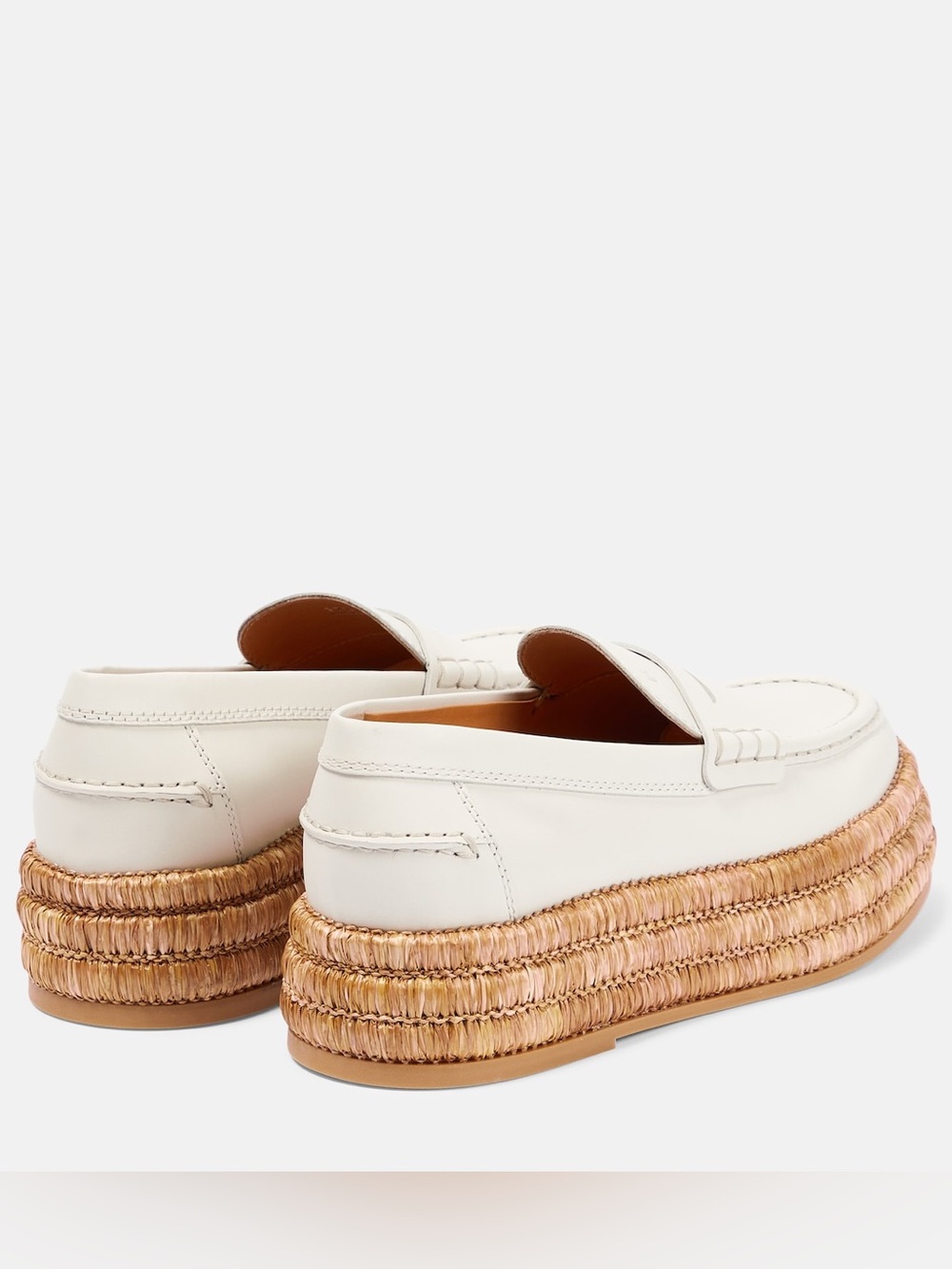 🍀🌼🍀 TOD’S Leather and raffia platform loafers size 7 US/ 37 European - Picture 4 of 16